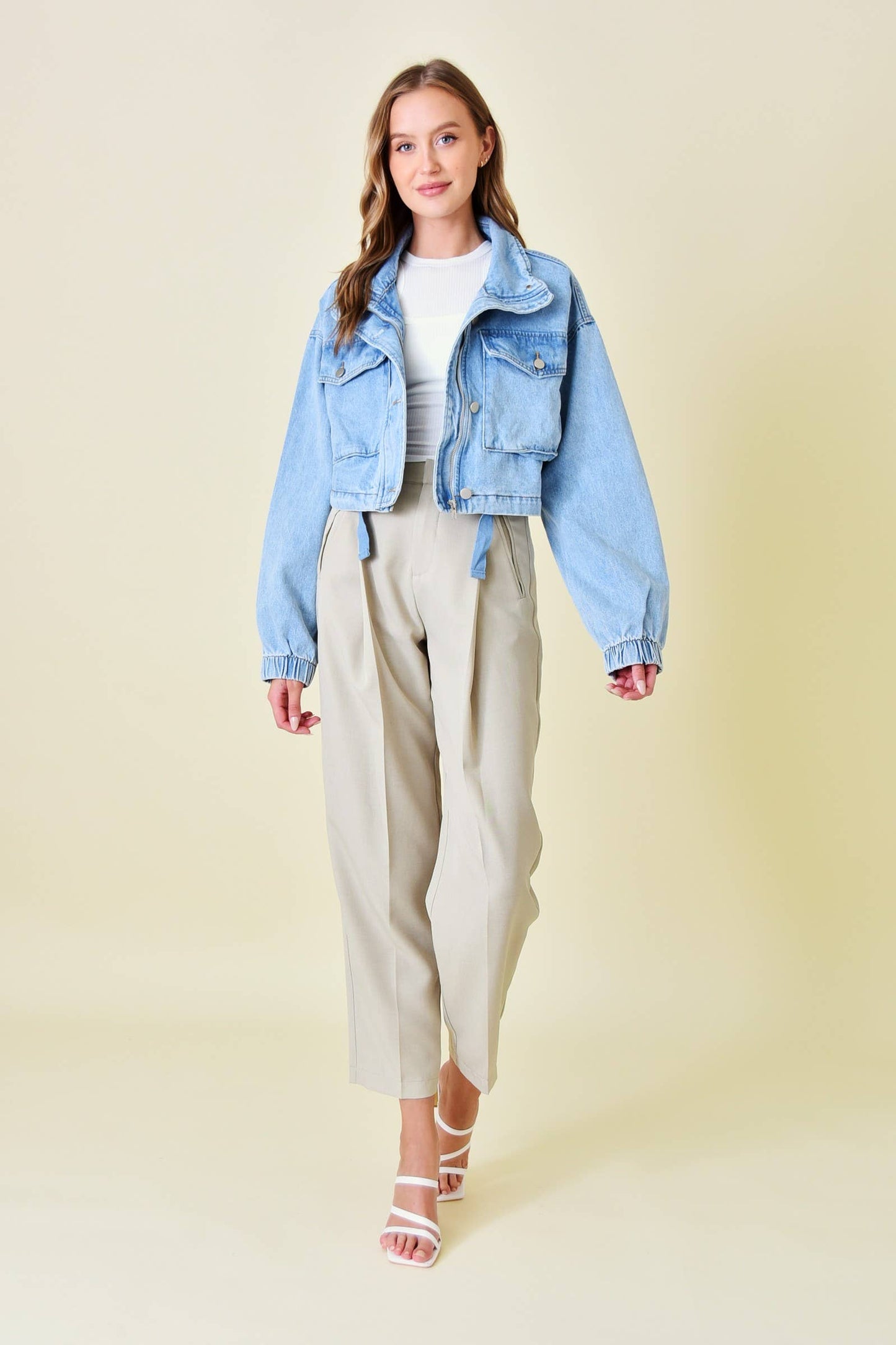 Cropped Utility Denim Jacket