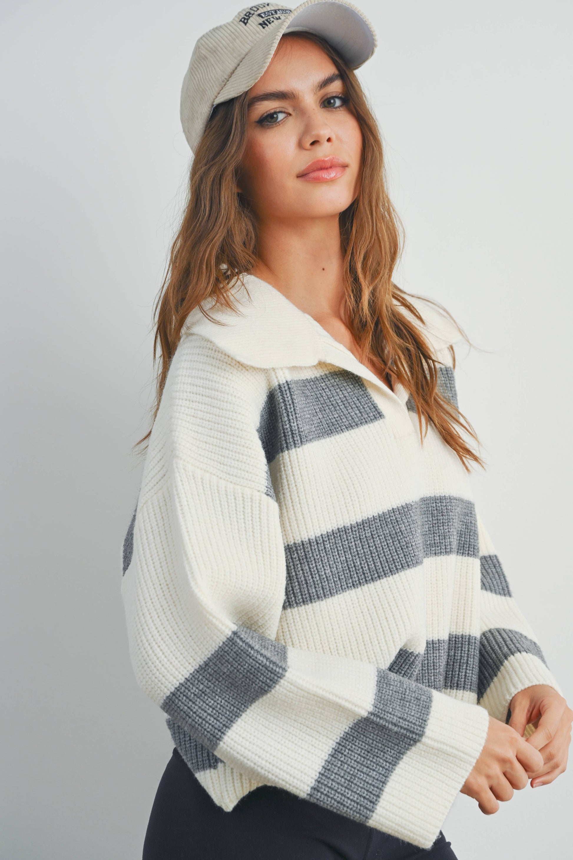 striped polo sweater