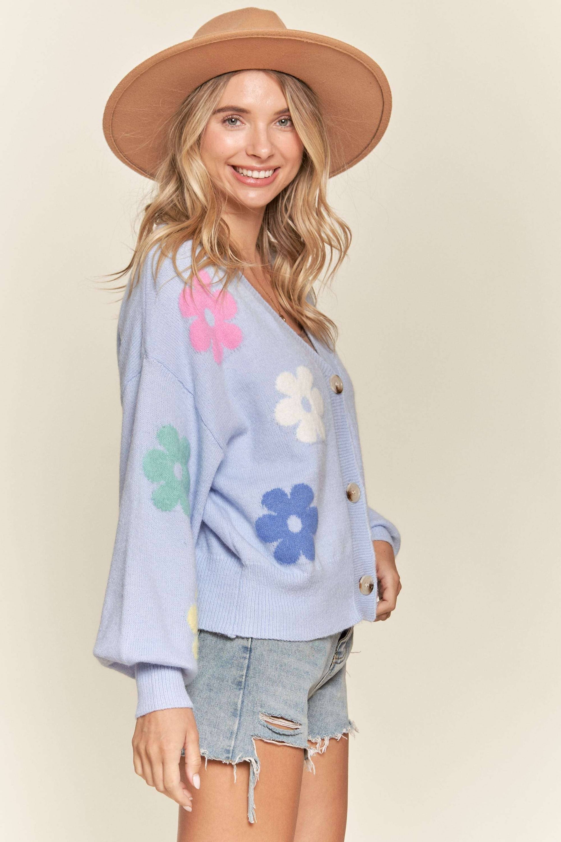 colorful floral cardigan