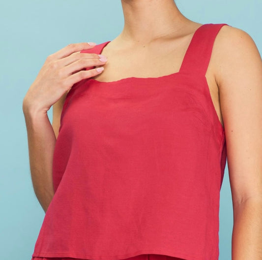 Rose Linen Cross Back Tank