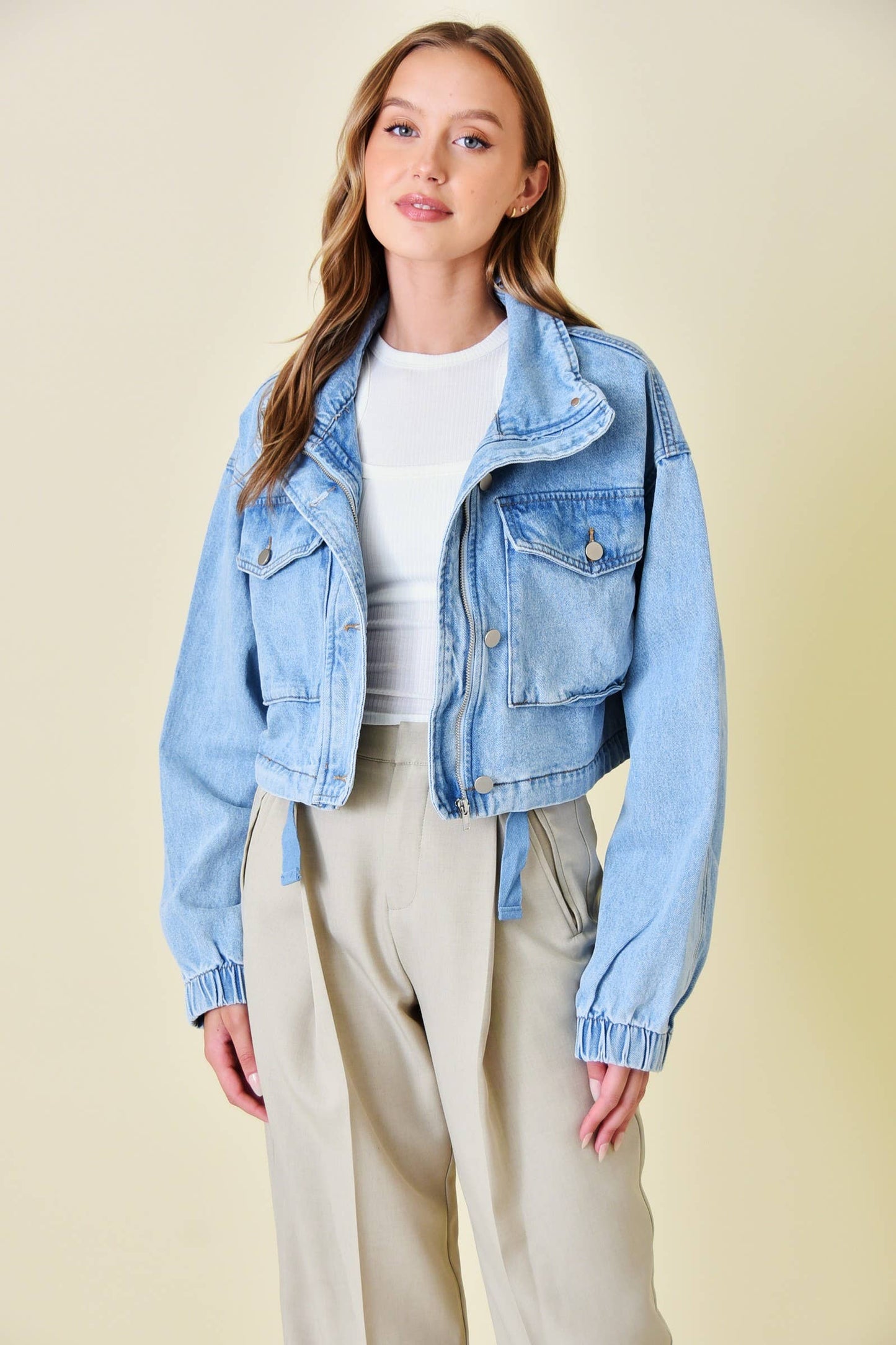 Cropped Utility Denim Jacket