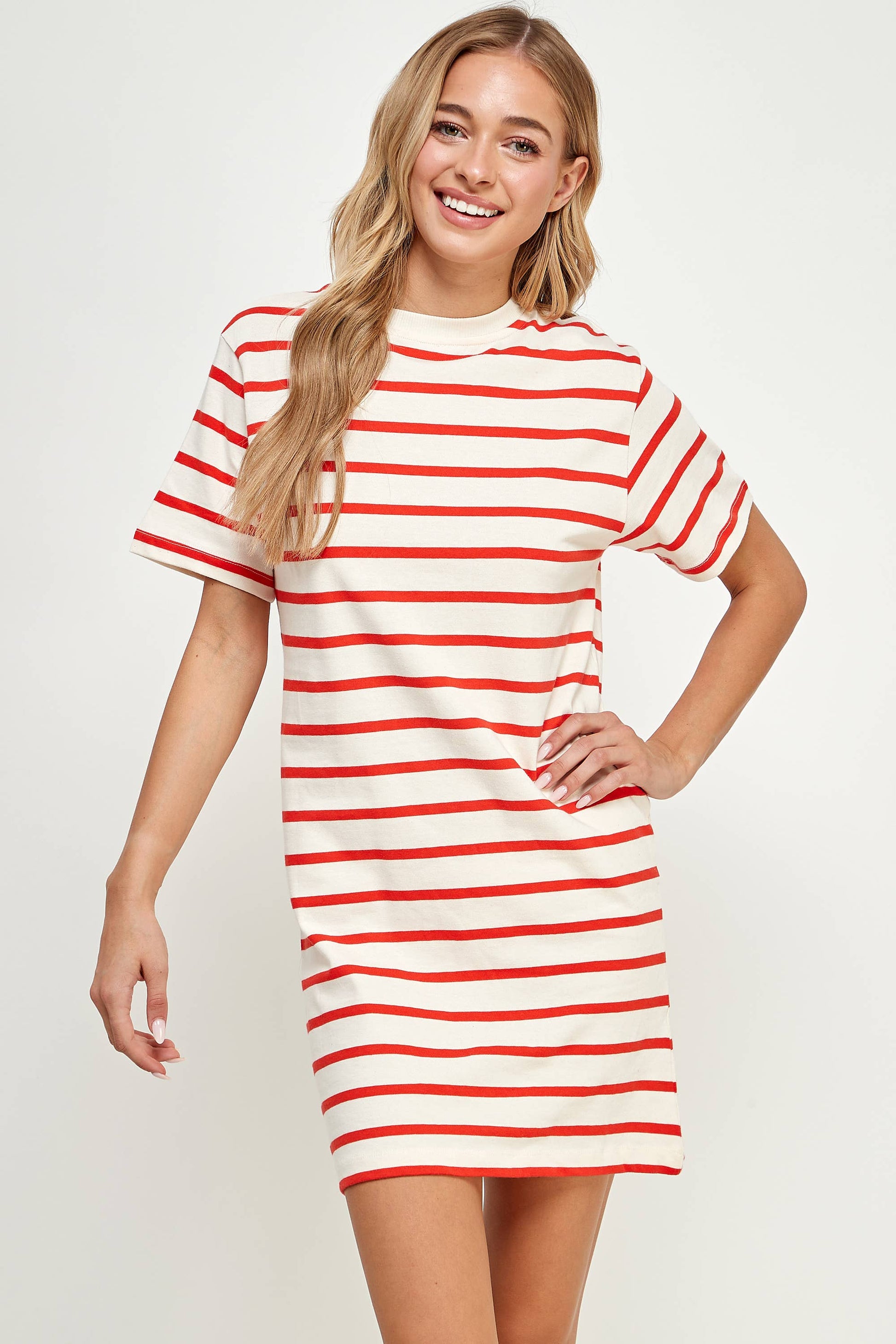 red and white stripe tshirt dress