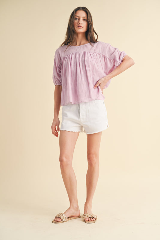 orchid linen blouse