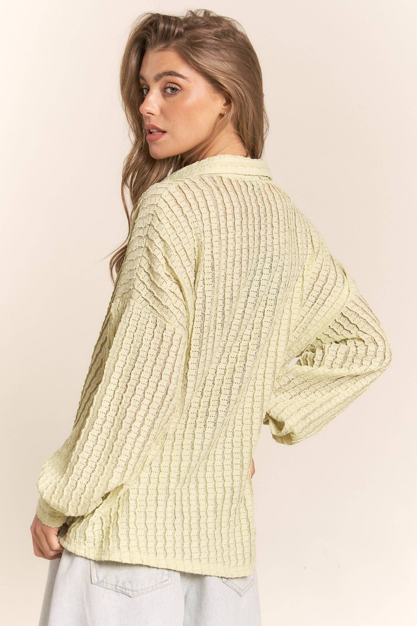 lime textured summer blouse