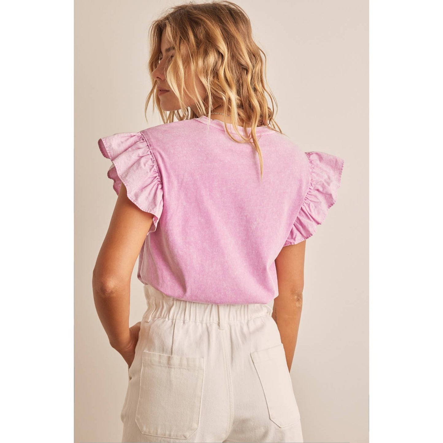 blush mineral ruffle tee