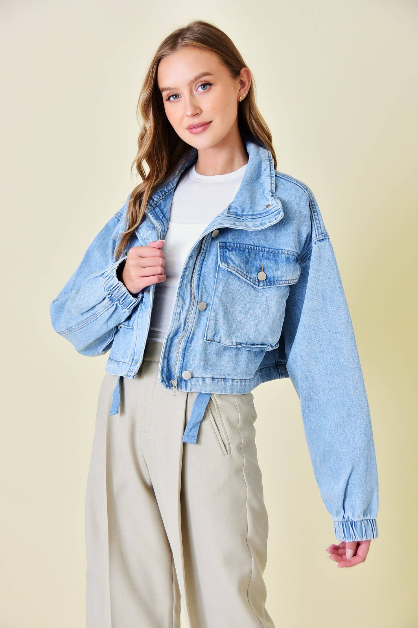 Cropped Utility Denim Jacket