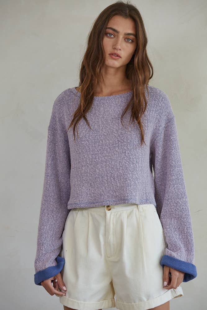 lavendar cropped sweater by together