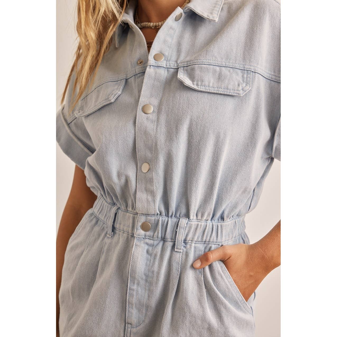 denim country concert romper