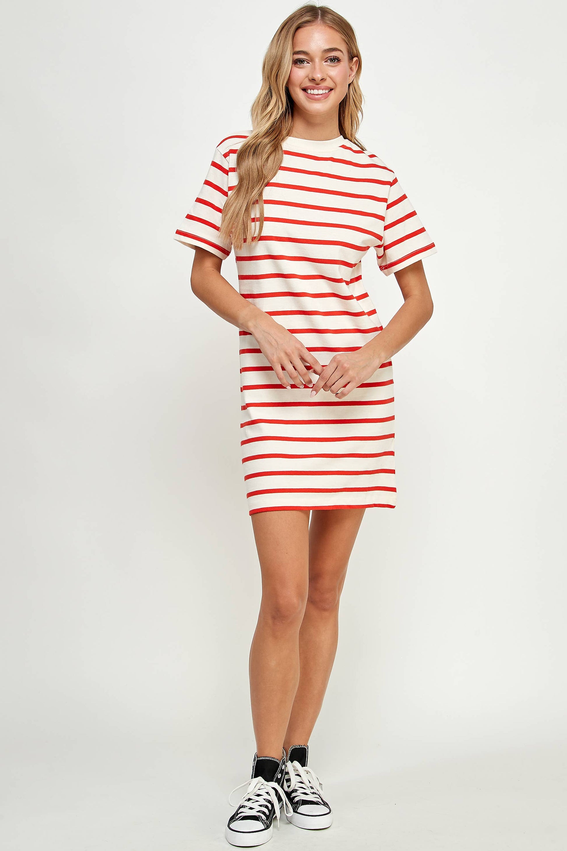 red and white stripe dress