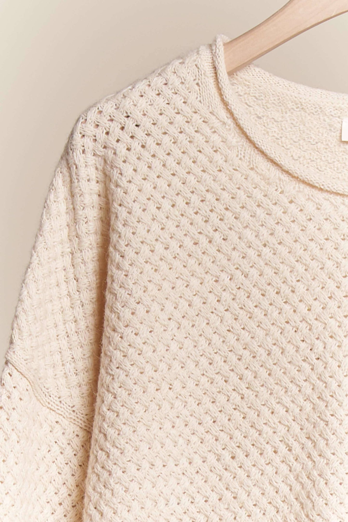 Isla Wide Neck Knit Cream Sweater