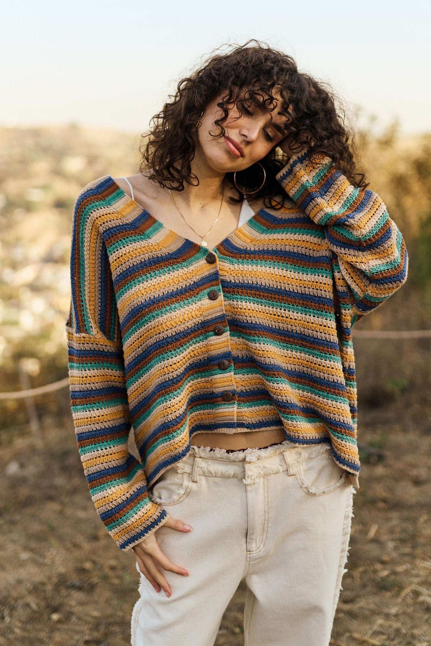 striped cardigan