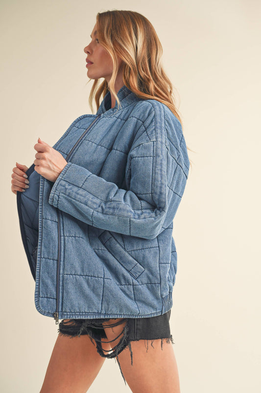 dolman quilted jacket denim