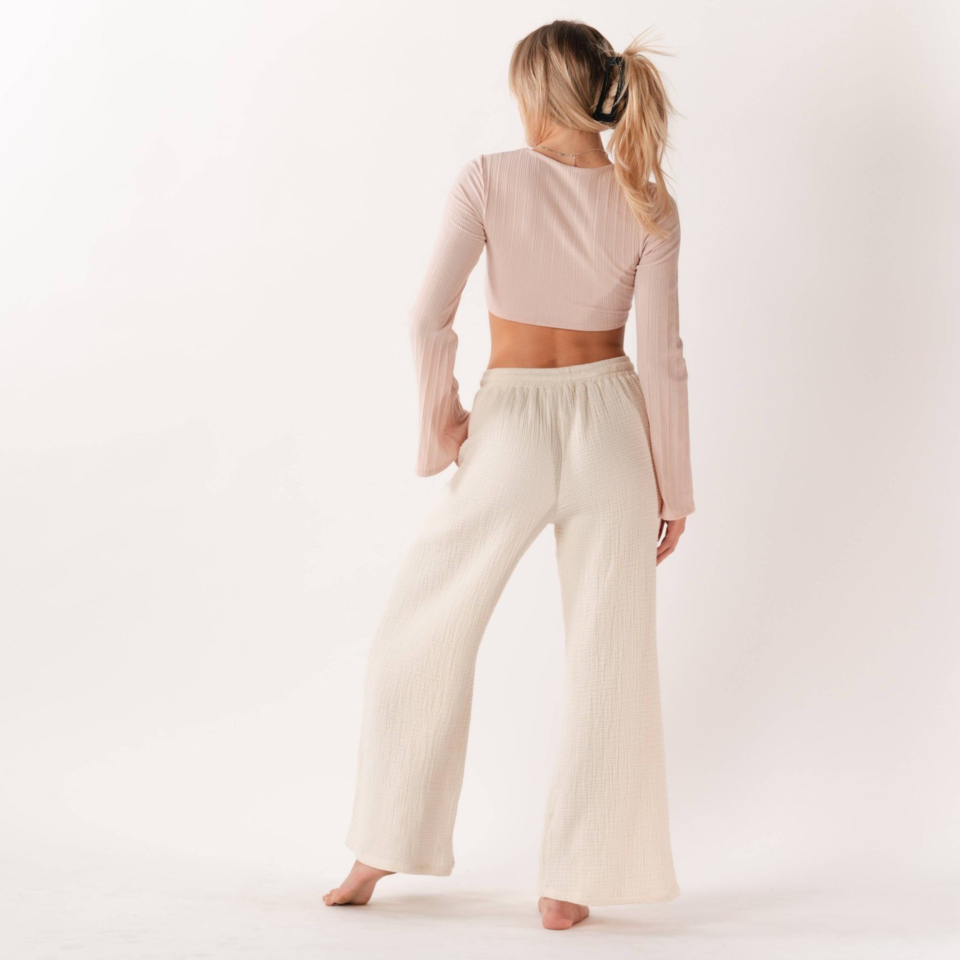 white linen beach pants