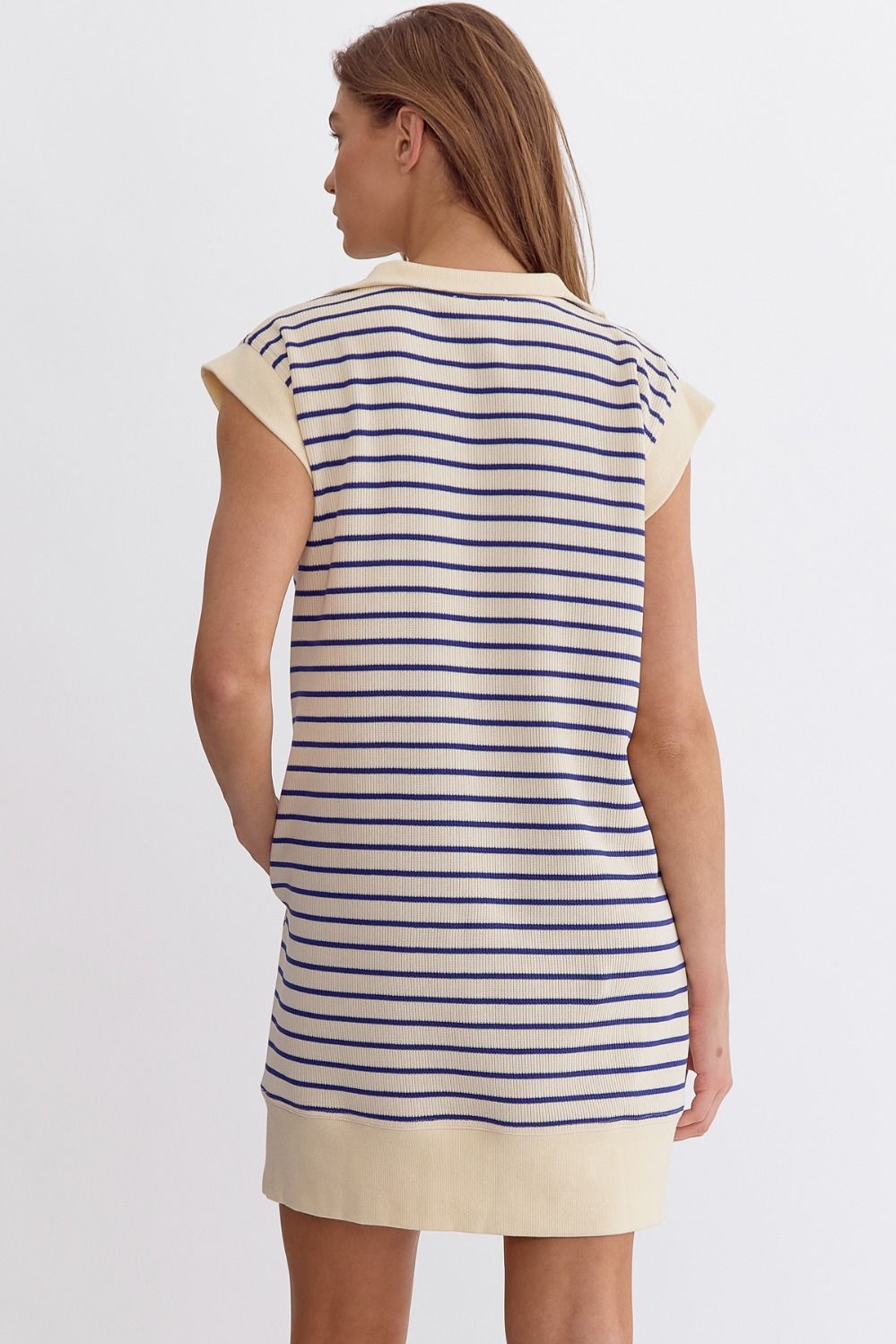 varley striped half zip dress