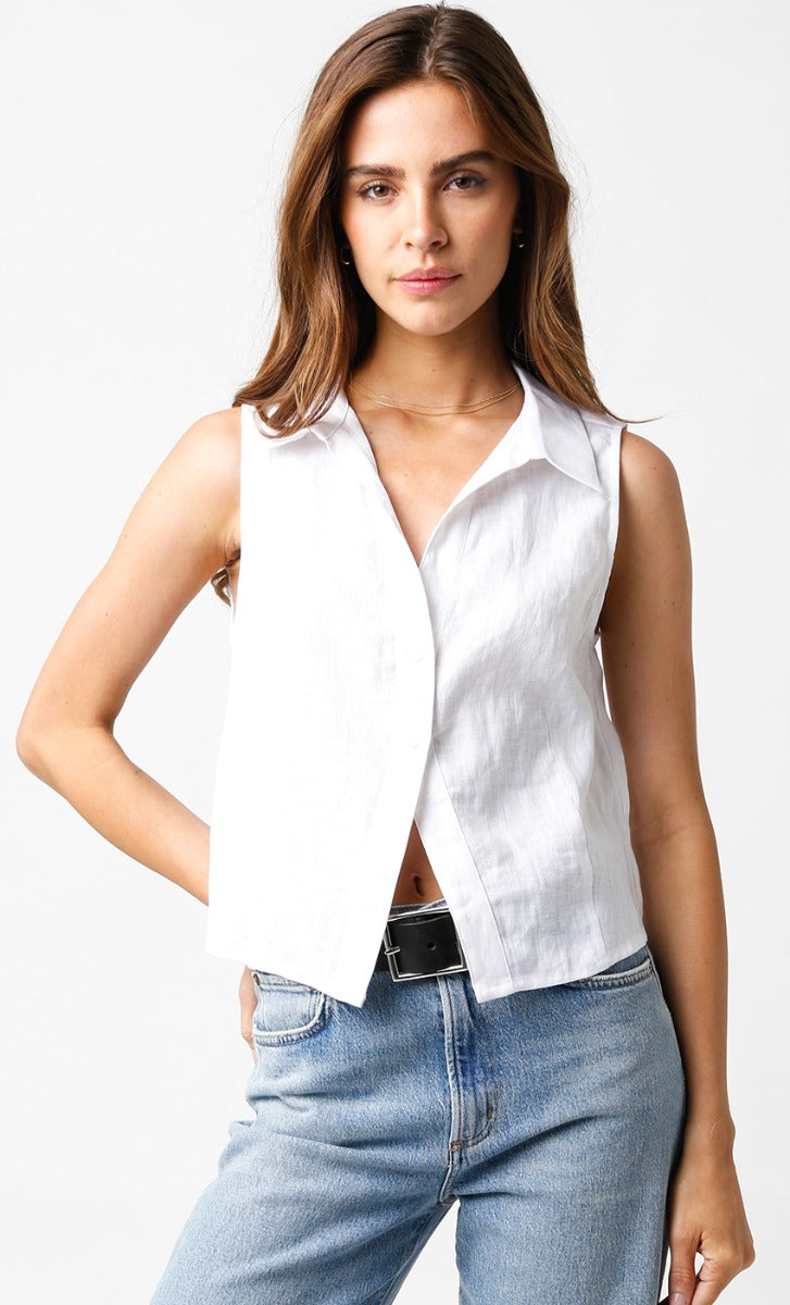 white linen vest