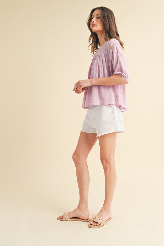 orchid linen blouse