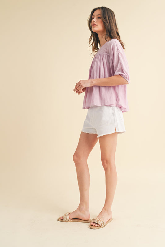 orchid linen blouse