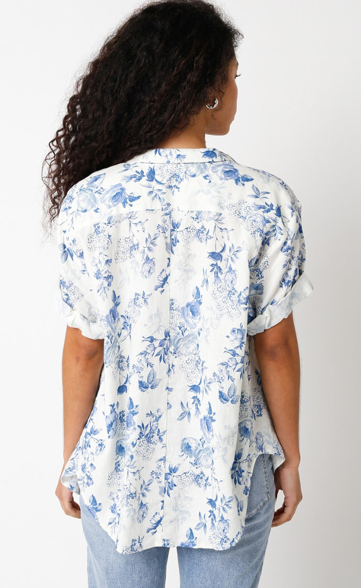 blue antique floral blouse