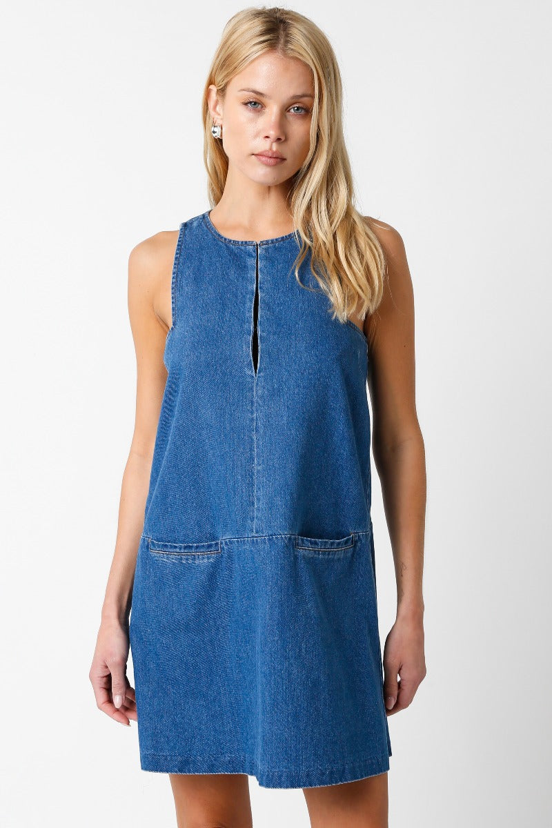 denim mini dress