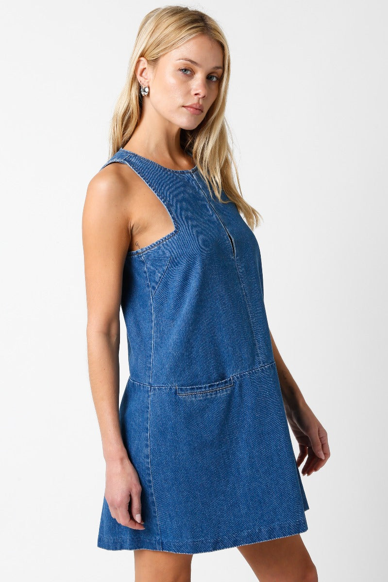 denim mini dress