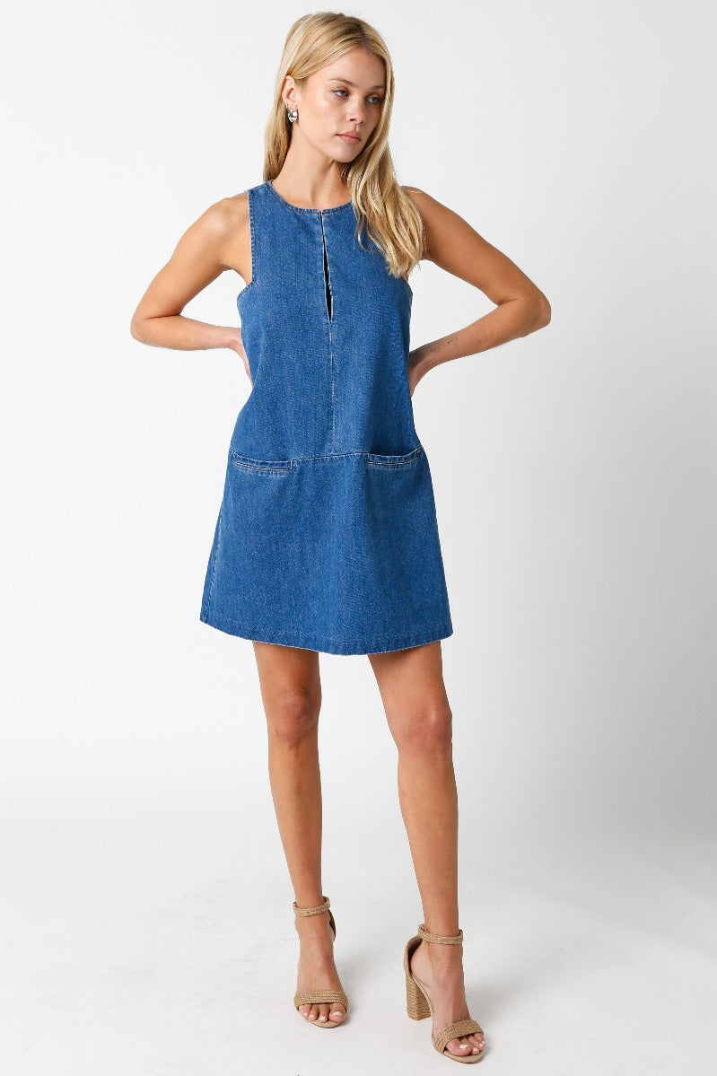 denim mini dress