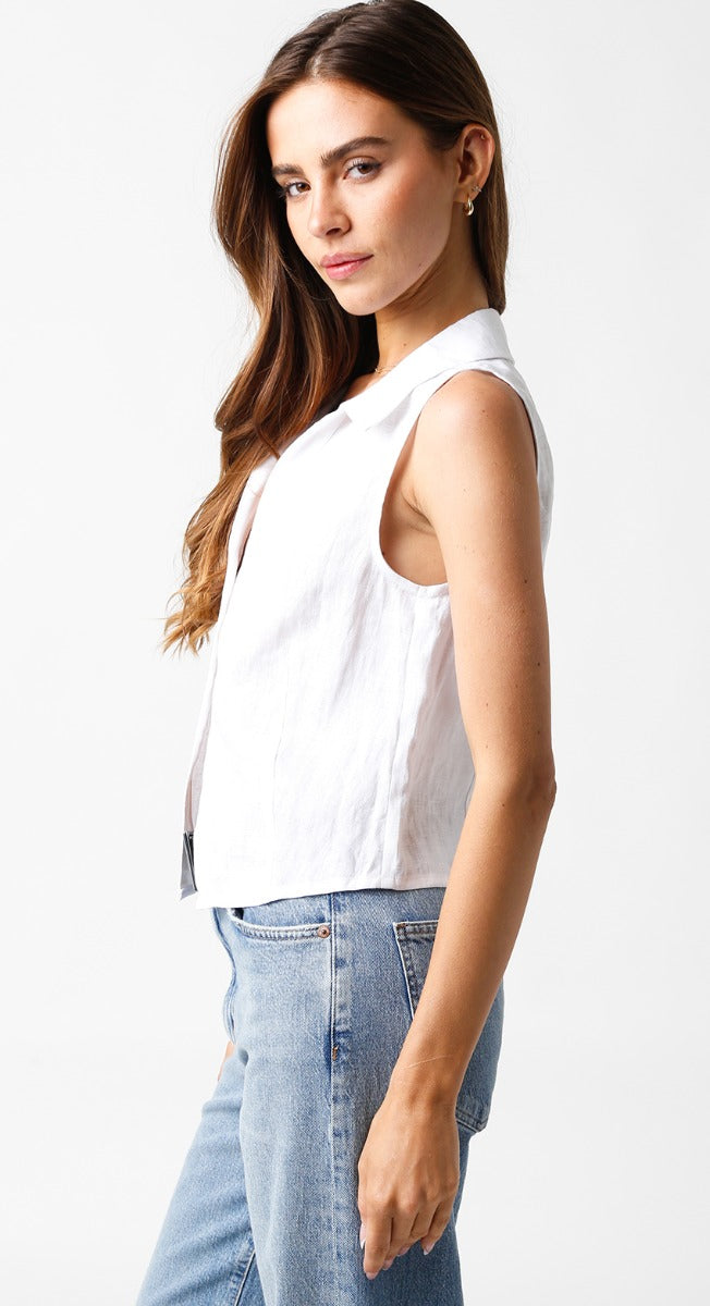 white linen vest