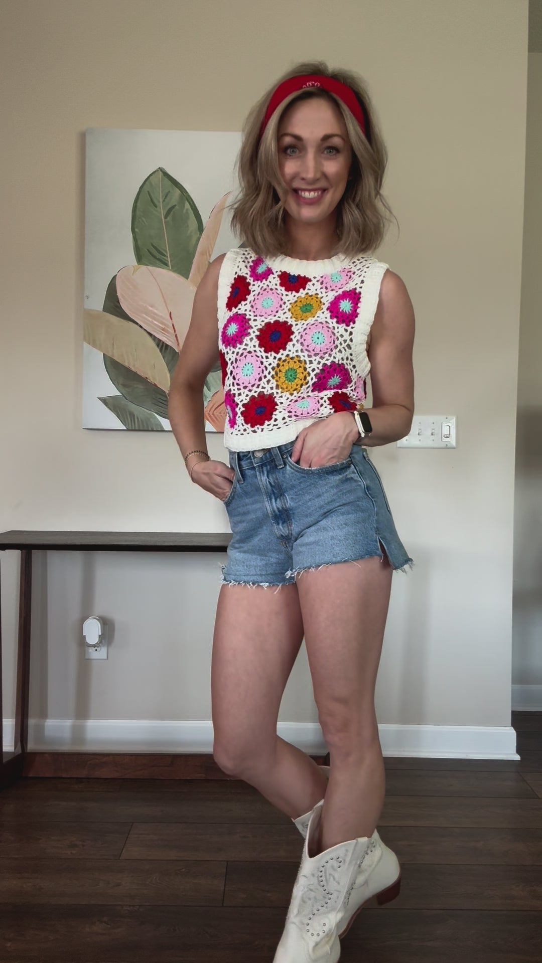 floral crochet vest