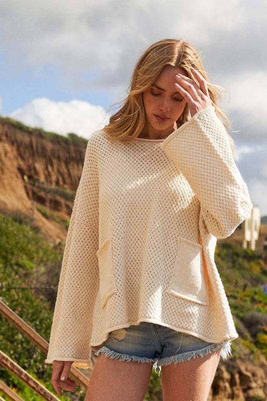 ivory boat neck sweater