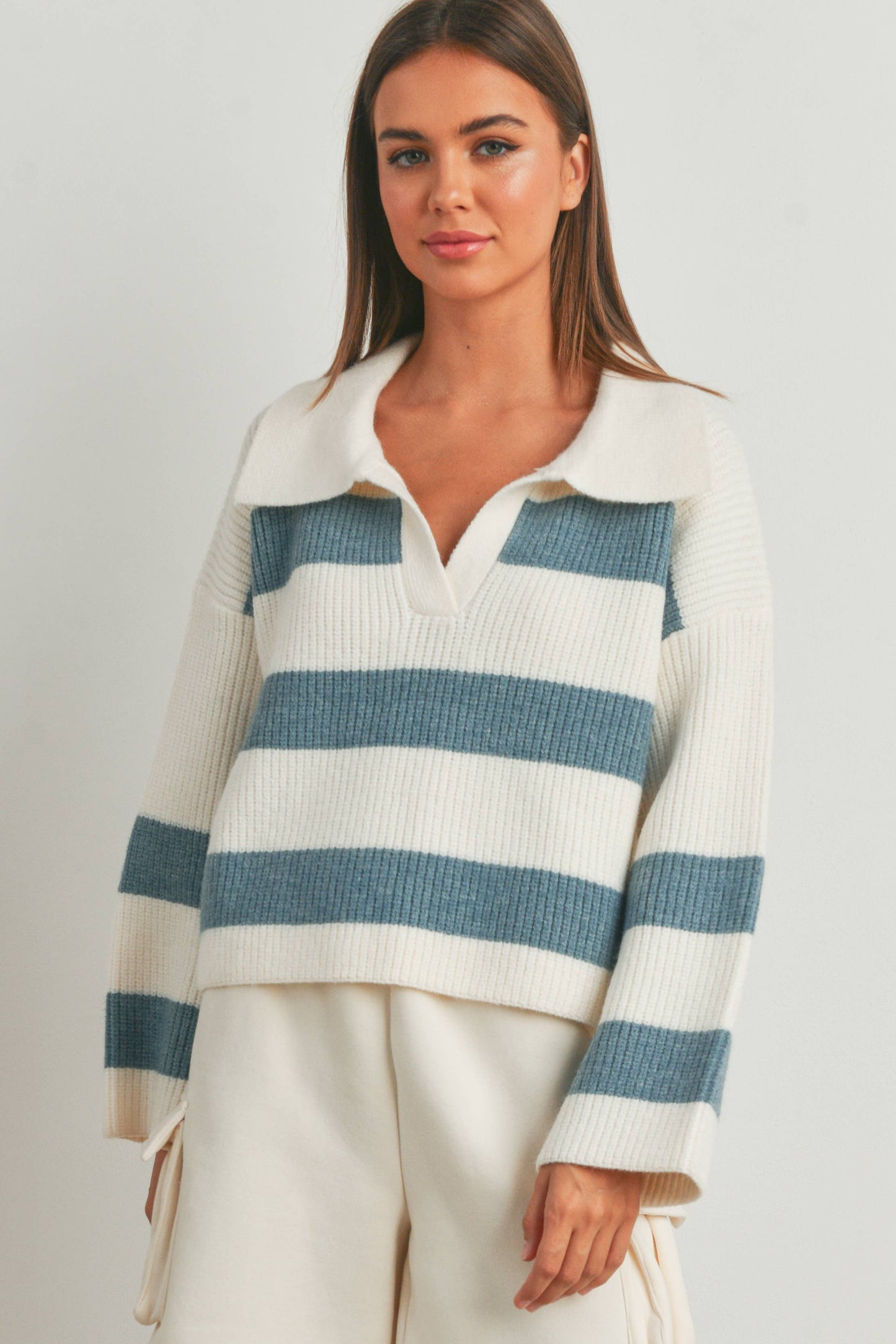 striped polo sweater