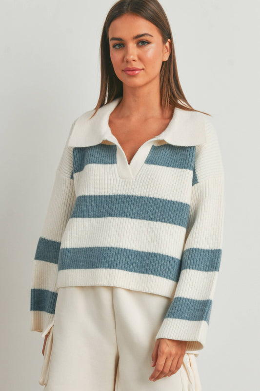 striped polo sweater